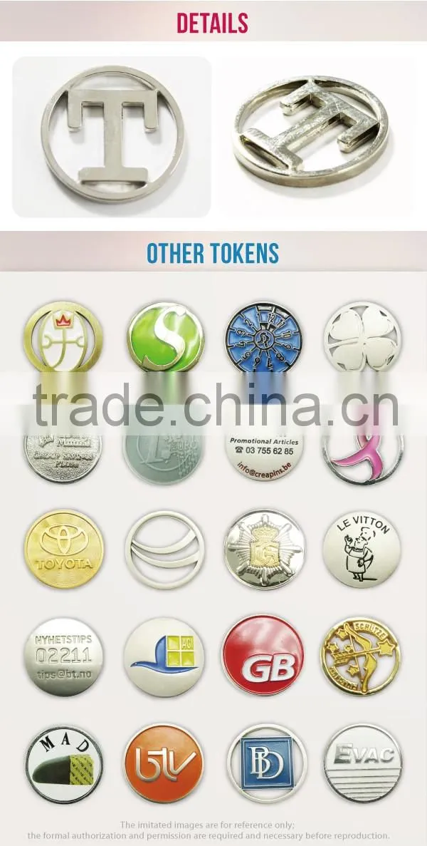 China Supplier cheap custom logo soft cloisonne silver trolley coin euro