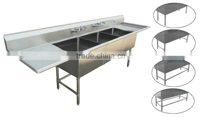 NSF and CSA approval two compartments stainless steel commercial kitchen sink