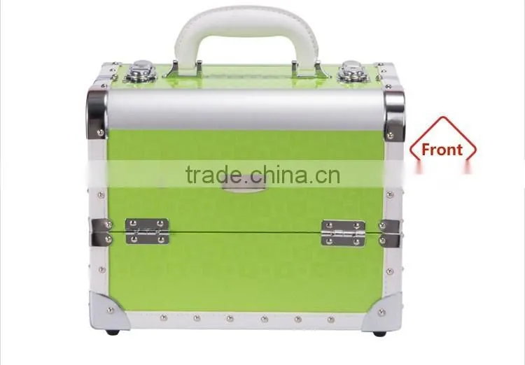 Leather Handle Professional Makeup Case PVC material multilayer