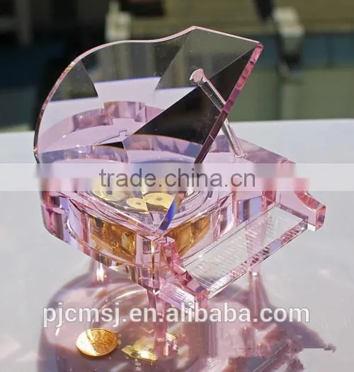 music box, pink crystal piano for wedding decoration