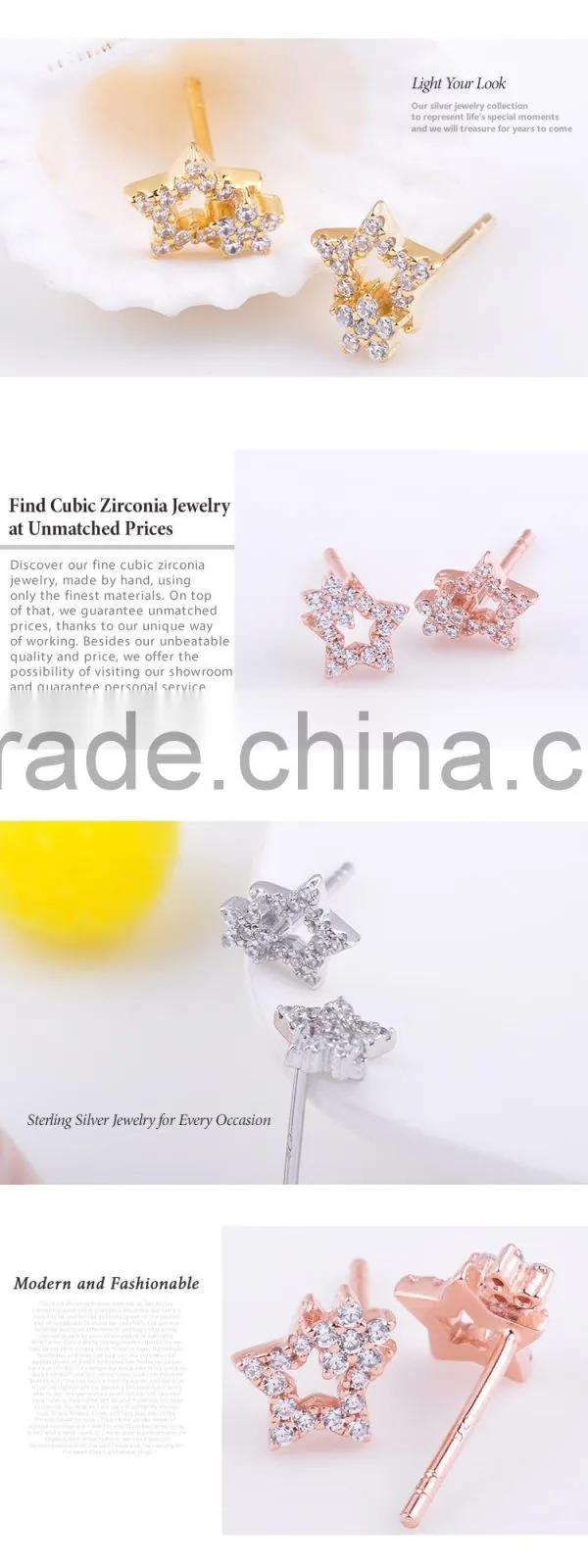 925 sterling silver jewellery shiny star earrings