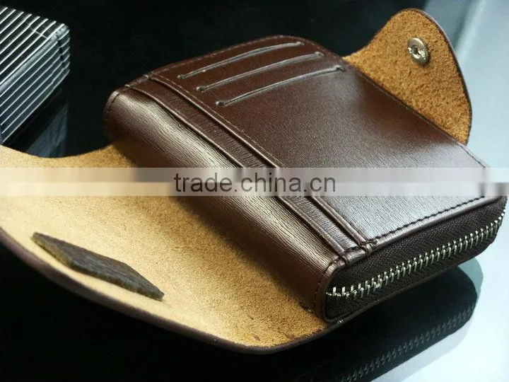 Billfold Multi Pockets Purse Card Holder Mens Zipper Leather Wallet