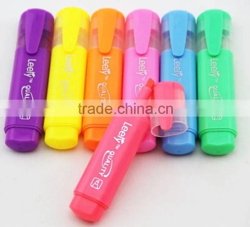 bright multi-color flat barrel highlighter pen