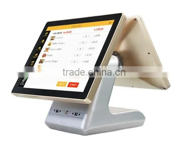 Aluminum alloy casing 15inch Double touch screen all in one for POS system