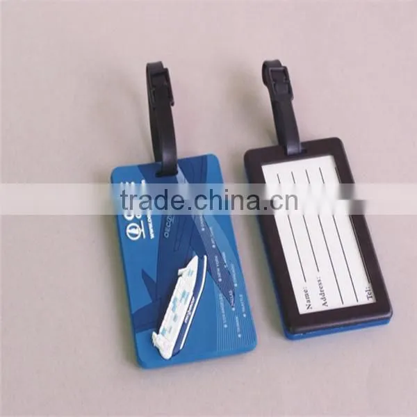 PVC Embossed Rectangle Airplane Luggage Tag For Traveling