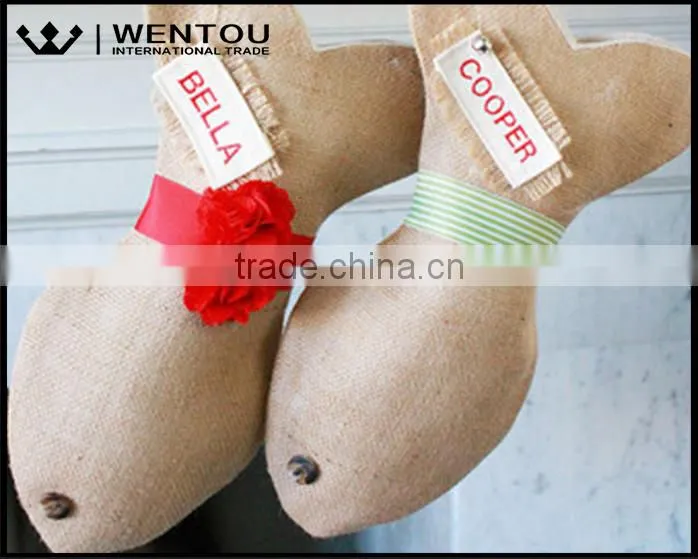 Wholesale Burlap Cat Fish Christmas Stocking