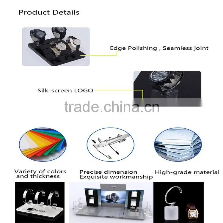 Handmade MDF wood stands C clip watch display mdf design acrylic wood displays in China