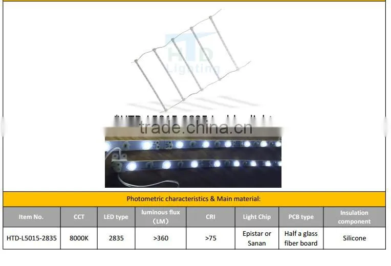 high brightness eco-friendly 2835SMD rigid light for light box led ladder light