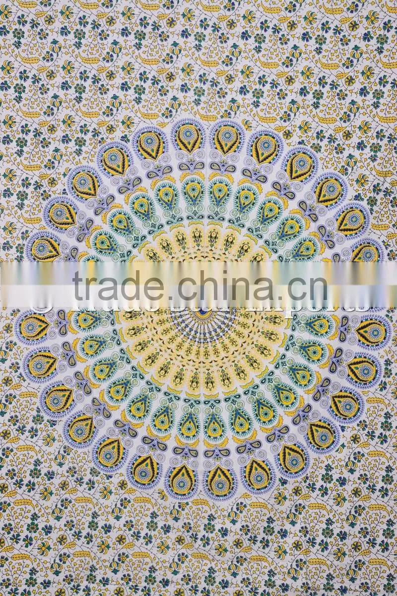 Queen Indian Ombre Mandala Ethnic Gypsy Wall Art Hippie Boho Cotton Home Decorative Tapestry