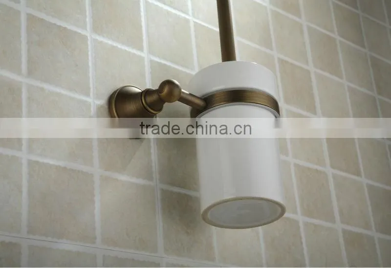 2014 London Fashion Pure Ceramic Antique Brass Toilet Brush Holder Accessories for Bathroom