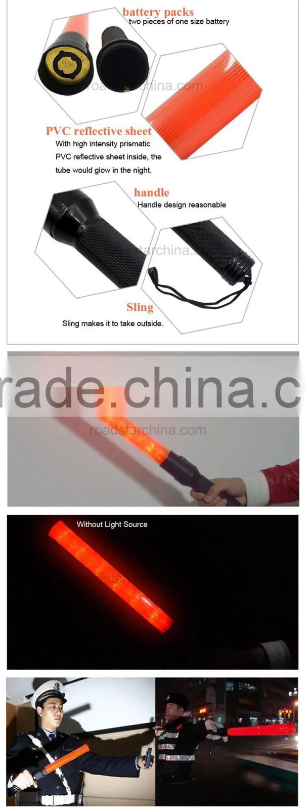 Security LED flash traffic baton