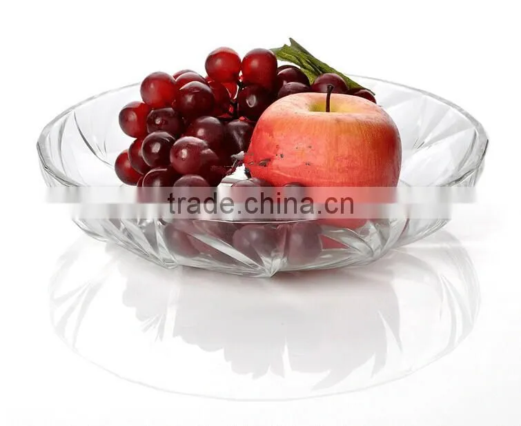 Manufacture clear glass dinner fruit plate embossed