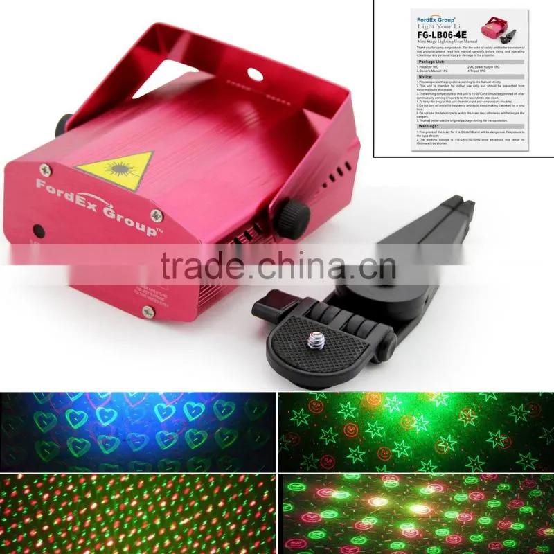 Sidiou Group Mini Red and Green Laser Stage Lighting Moving Party Stage Light Projector Stage Lighting for Club Party (Red)