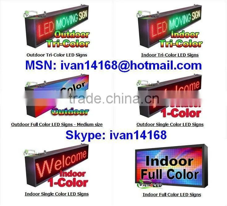 china suppier led factory price tri color outdoor programmable scrolling led sign