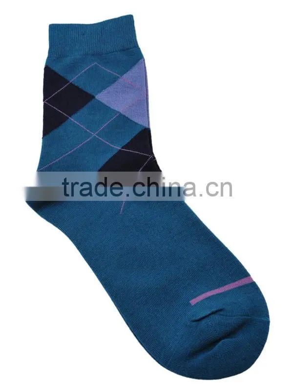 Latest Design Fashion Men Multicolor Geometric Soft Cotton Casual Dress Socks