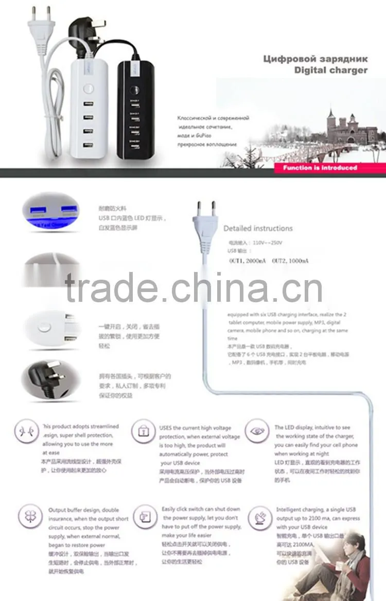 4 port usb quick charger socket