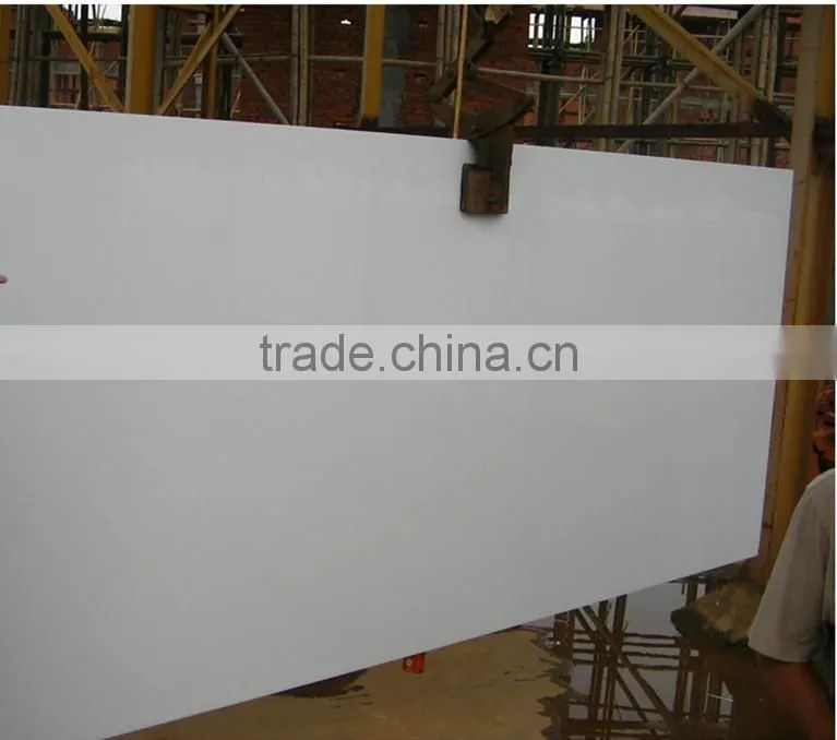 Pure white polished crystallized glass slabs