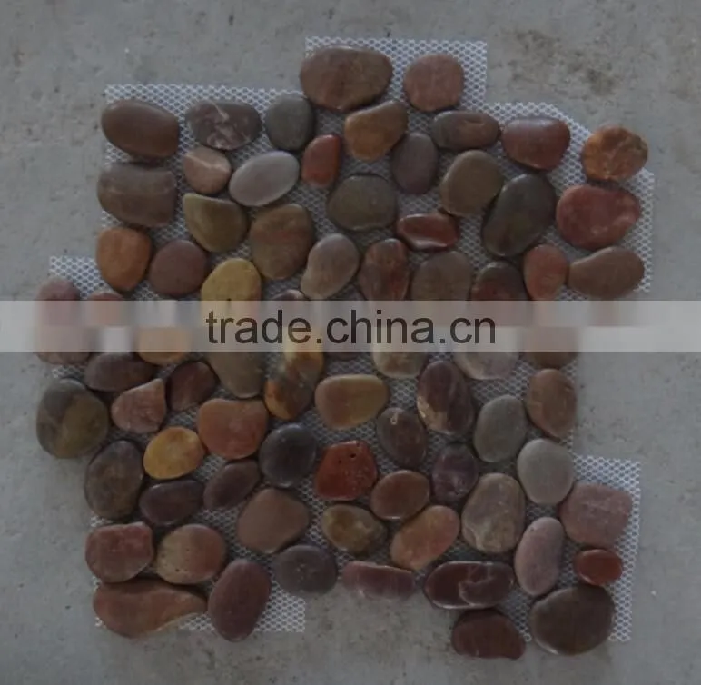 red polished pebble stone /cobble stone tile