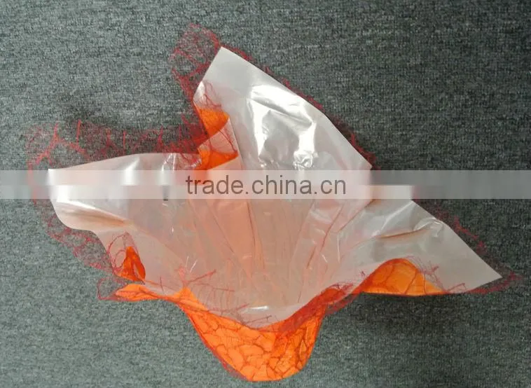 Decorative pot covers/bopp pearlized film pot cover with mesh/garden flower pot