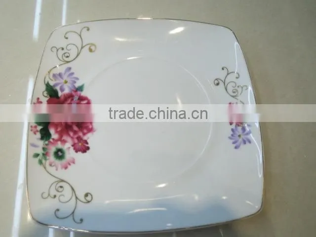 hot sales high quality nice rose flower square shape ceramic porcelain dinner set