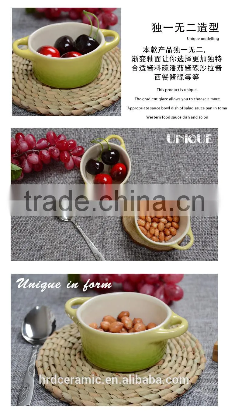 Cheap ceramic pet bowl/ceramic soup bowl with handle