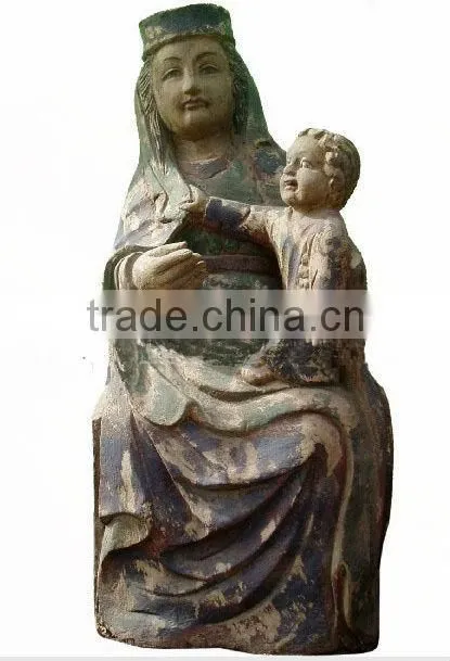 Handcarved wood antique religious statues