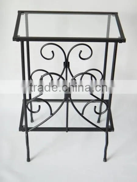 Living room Scrolled Iron and Glass magazine table sofa side table