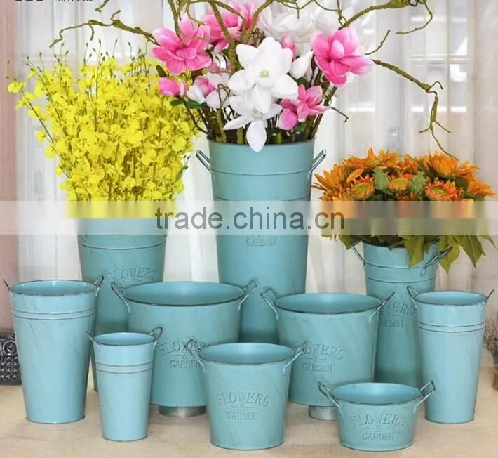 decorative hanging flower planters with factory wholesale galvanized iron planters garden metal flower pots