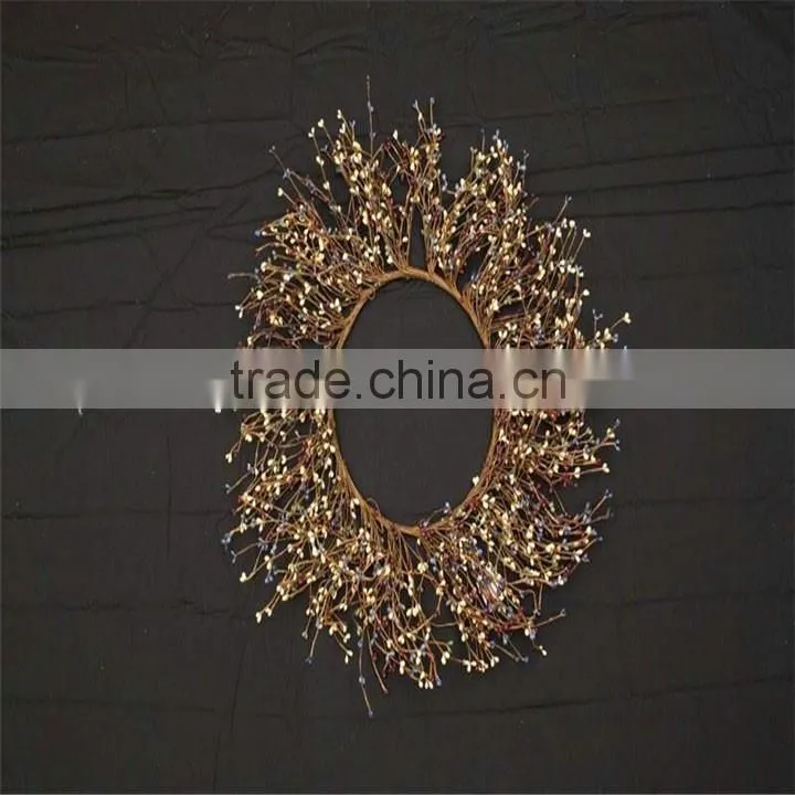 Natural material winter festival decorative Christmas candle ring wreaths for home decoration