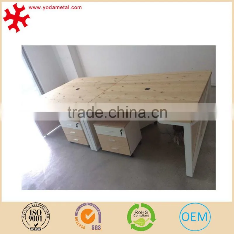2 Person Wood Office Computer Desk with 3 Drawer Pedestal ,Unfinished, Natural