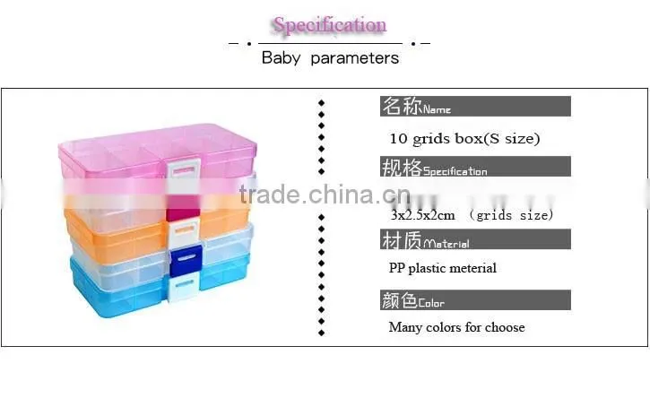 10 Adjustable Clearly Crafts Storage Stock Case Box Clear Jewelry Plastic box with compartments