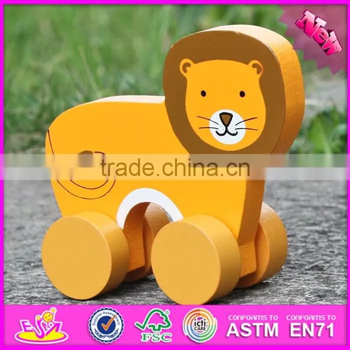 2017 New products kids lion car toy wooden toy plans W04A320