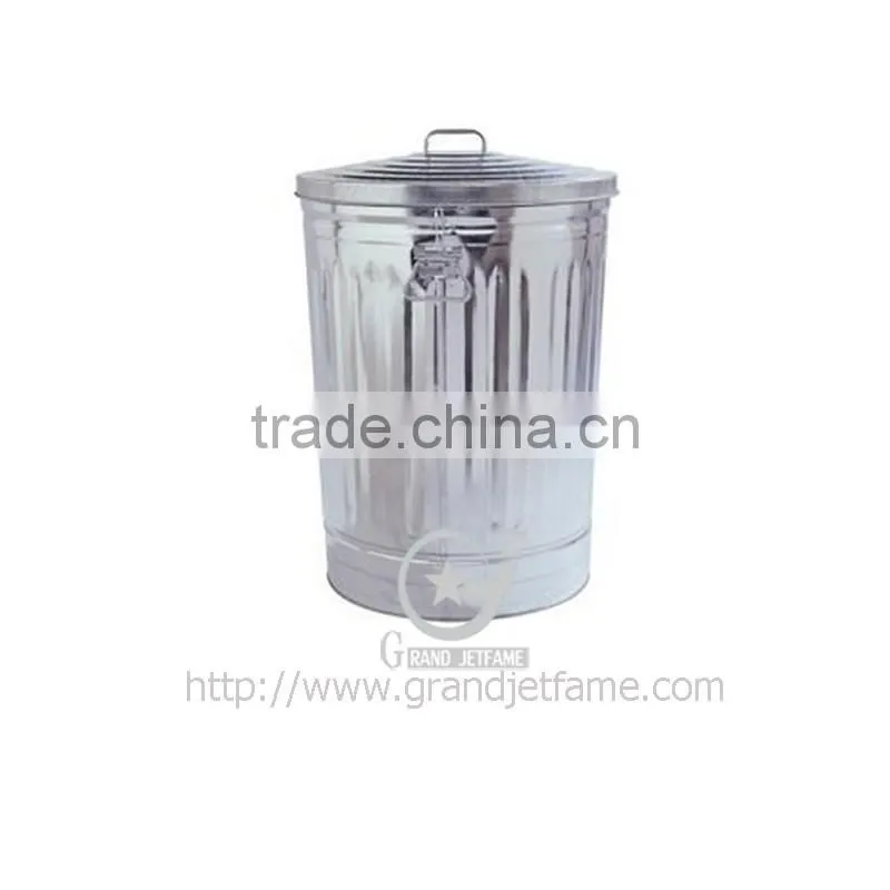 Antique iron trash bin galvanized metal iron trash bin