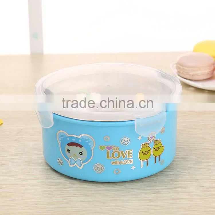round food container leak-proof stainless steel insulated lunch box