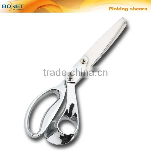 S21022 LFGB certificated 9-1/4" Pinking scissors with Orange handle cloth shears