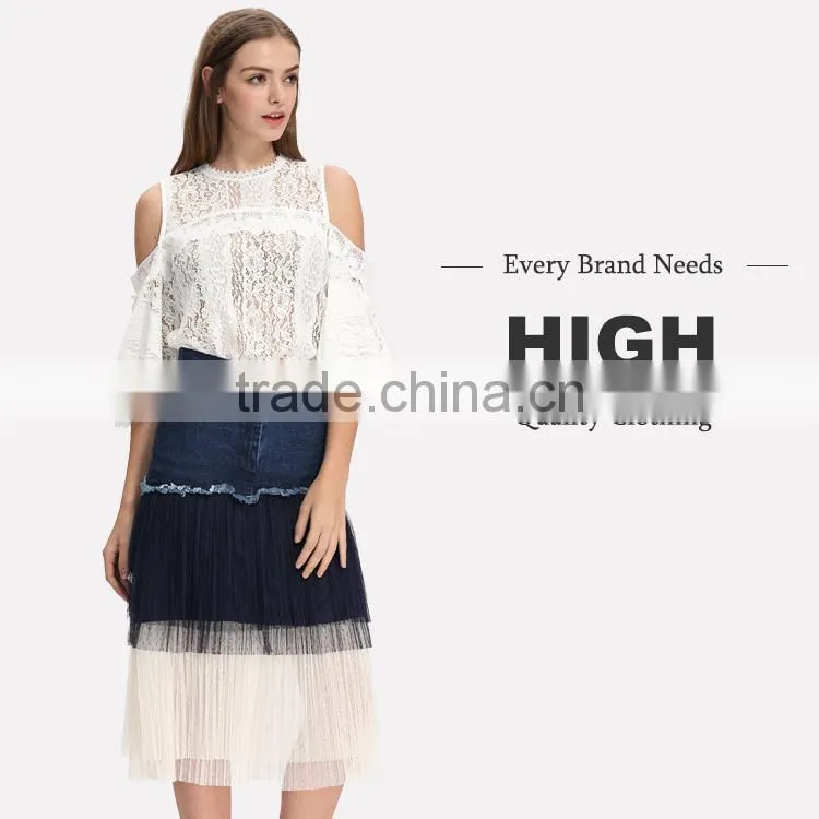 2017 ladies summer casual white blouse & top