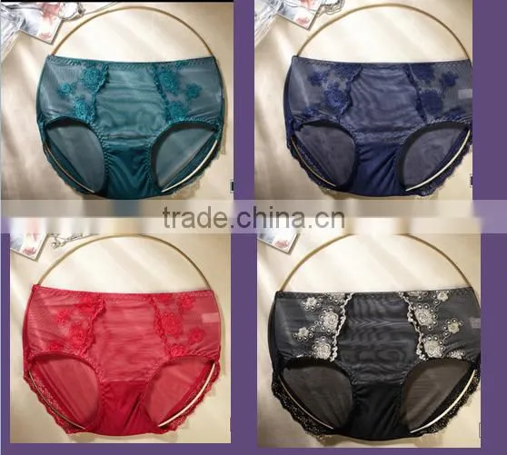 Wholesale woman transparent lace underwear embroidered sexy girl panty