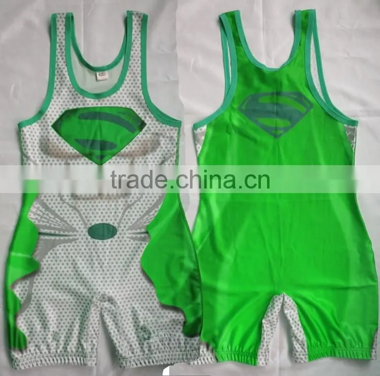 Sublimation print custom wholesale wrestling singlets in China