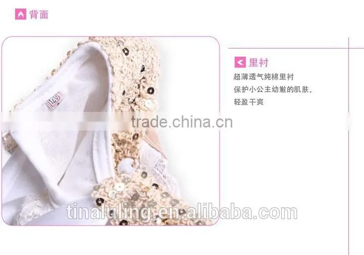 fashion new summer girls dresses kids sequin collar lace dress 2 colors baby dress kids clothes