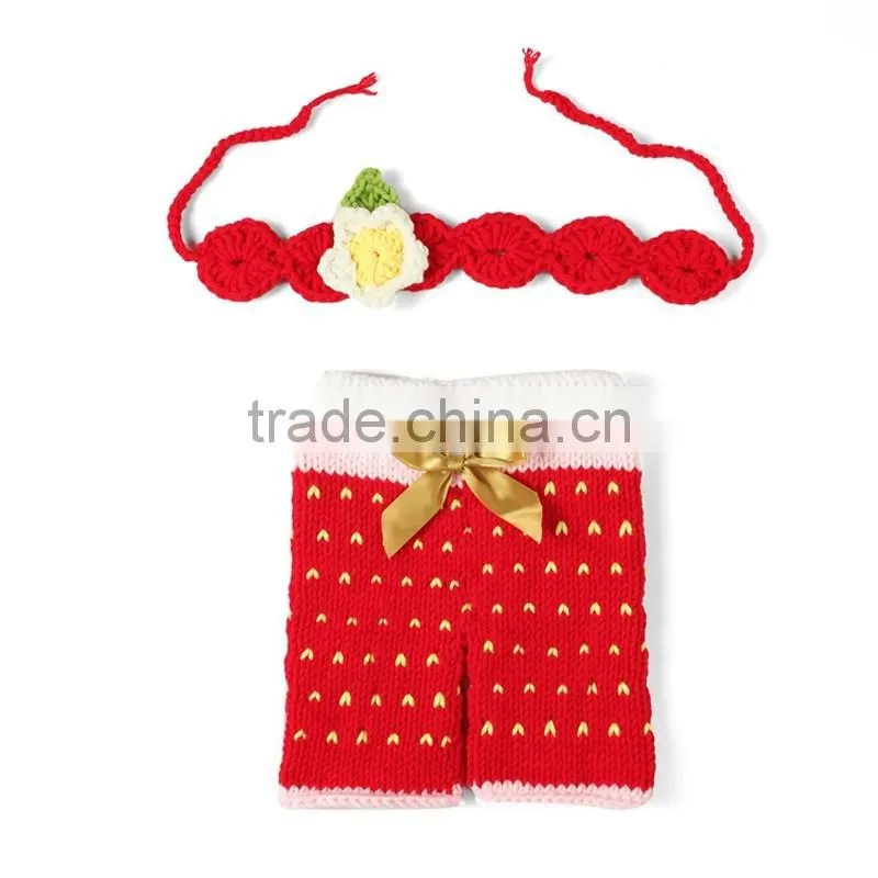 Crochet Baby Outfit,Baby Christmas Outfit,Crochet Baby Headband and Pants Set Photography for Infant