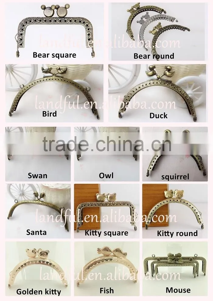 8.5cm Antique Brass Curved Candy Color Bead Sewing Metal Coin Purse Frame