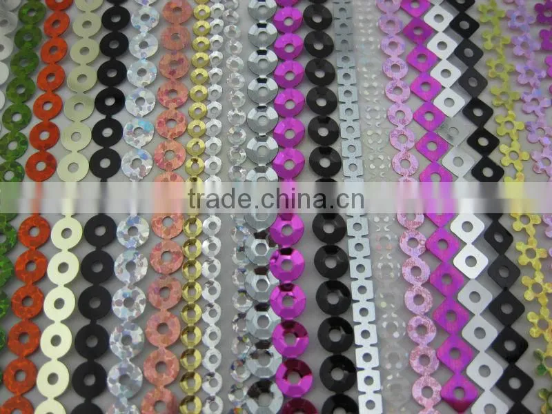 Hot fix motif sequin roll back with glue multi-colored