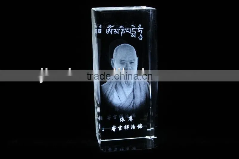 Good K9 crystal 3D laser engraving with religion crystal block