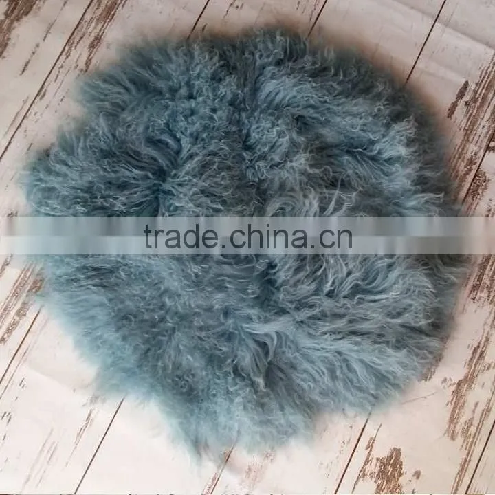 Newborn wool ruffle blanket Flokati baby fur round rug backdrop Newborn photography props Baby basket stuffer background