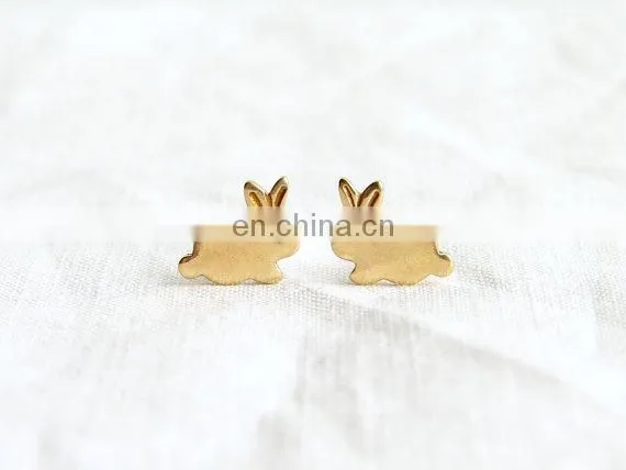 Teeny Tiny Gold Bunny stud Earrings Easter Rabbit Stud Earrings Simple Modern Jewelry