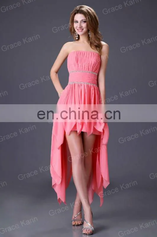 2015 Grace karin 2 Colors short front and long back Off shoulder cocktail dresses CL4094-1#