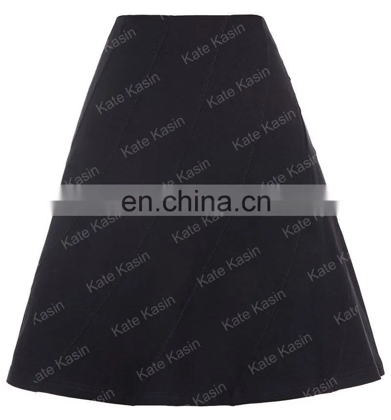 Kate Kasin Multi Panel Scallop Seam High Stretchy A-Line Skirt KK000291-1