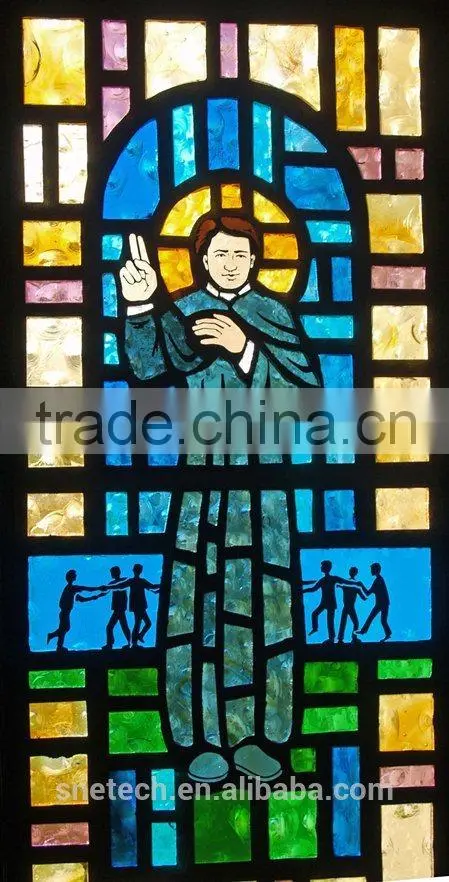 stained church window glass for interior or exterior decoration