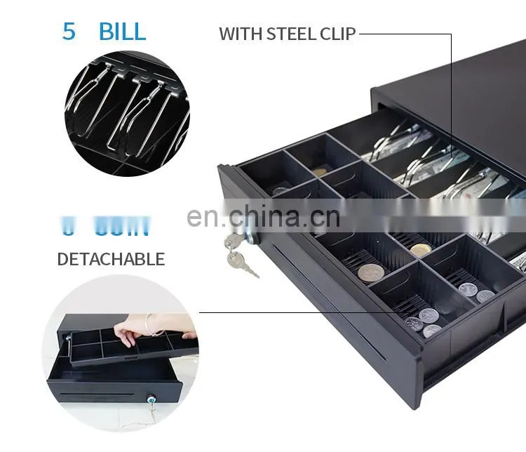 Mini Smart Electronic RJ11 till box With 5 Bill Trays and 8 Coin Trays Cash Drawer Cash Holder