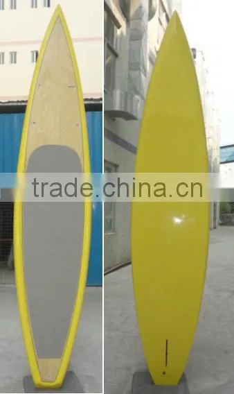 14' SUP Race Paddle Boards AKU Shaping Epoxy Boards Red Rail Bamboo Race board